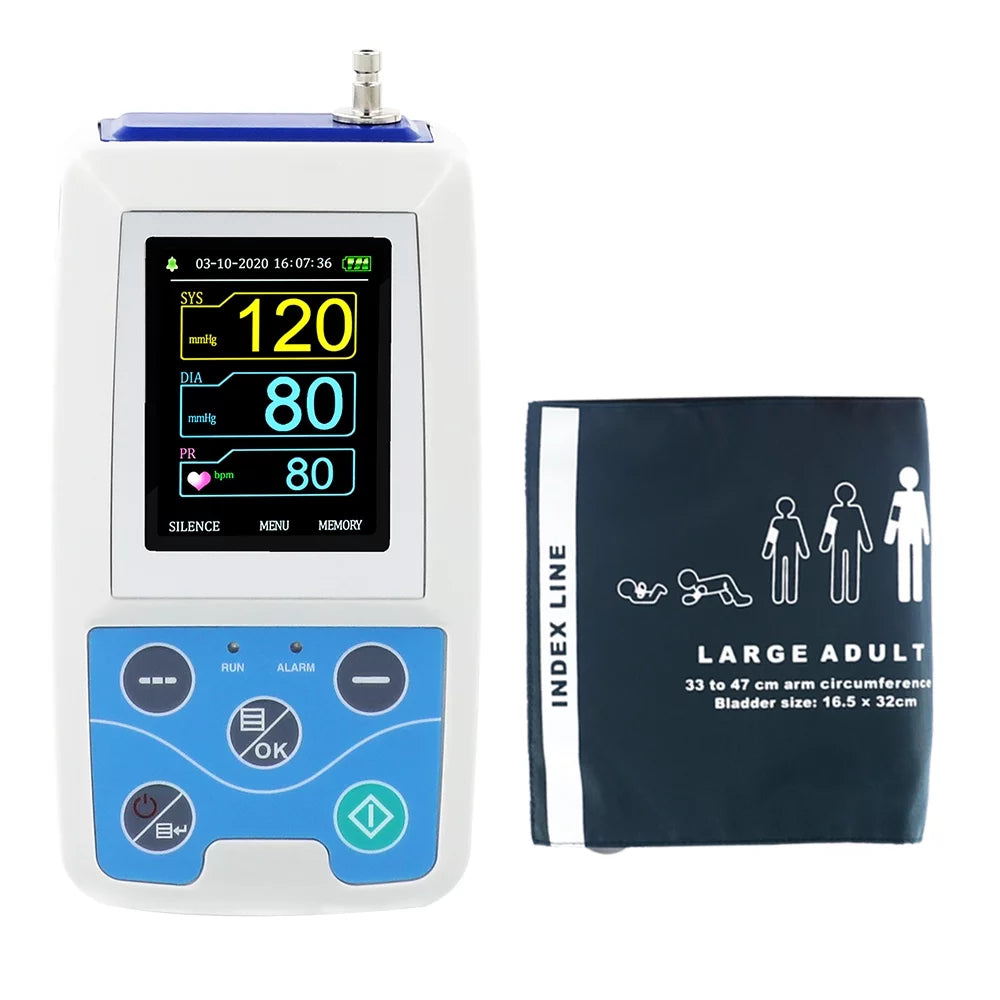CONTEC ABPM50 Handheld 24hours Ambulatory Blood Pressure Monitor with PC Software for Continuous Monitoring NIBP USB Port with Three Cuffs