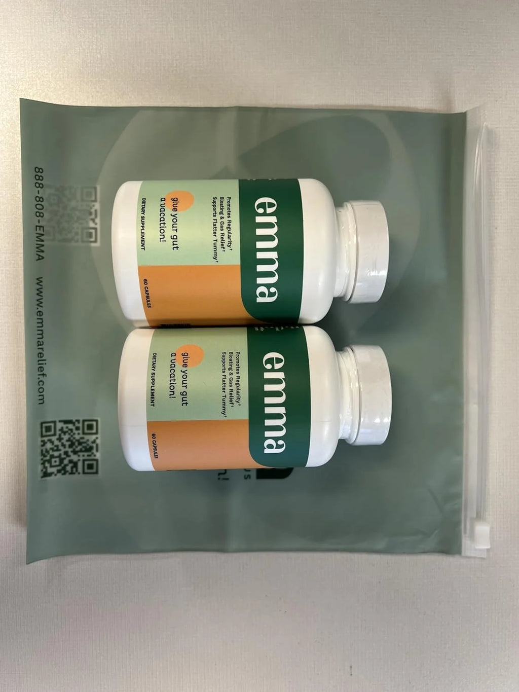 Emma Gut Health - 2 Pack - Gas and Bloating Relief, Constipation, Leaky Gut Repair - Gut Cleanse & Restore Digestion - Regulate Bowel Movement. Probiotics and Laxative Alternative, 120 Capsules