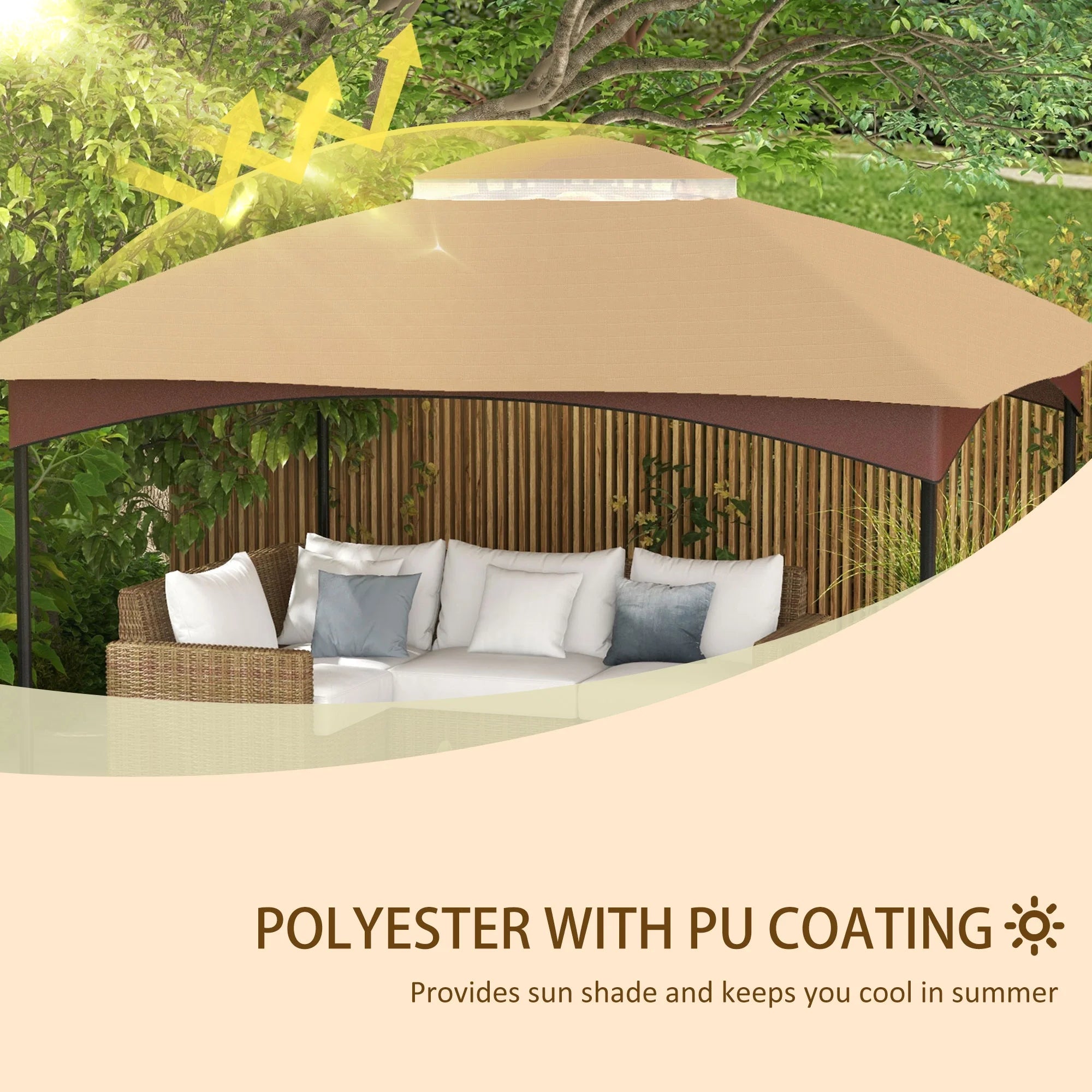 Outsunny Gazebo Canopy Replacement for 10' x 12' Patio Gazebo, Beige