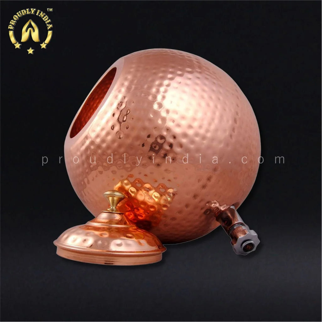 Proudlyindia Water Tap Dispenser, 12L Copper Dispenser, Water Dispenser, Copper Pot, Copper Water Vessel, Water Container, Vintage Water Cooler
