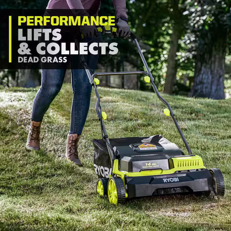 ONE+ HP 18V Brushless 14 in. Cordless Battery Dethatcher/Aerator with (2) 4.0 Ah Batteries and Charger