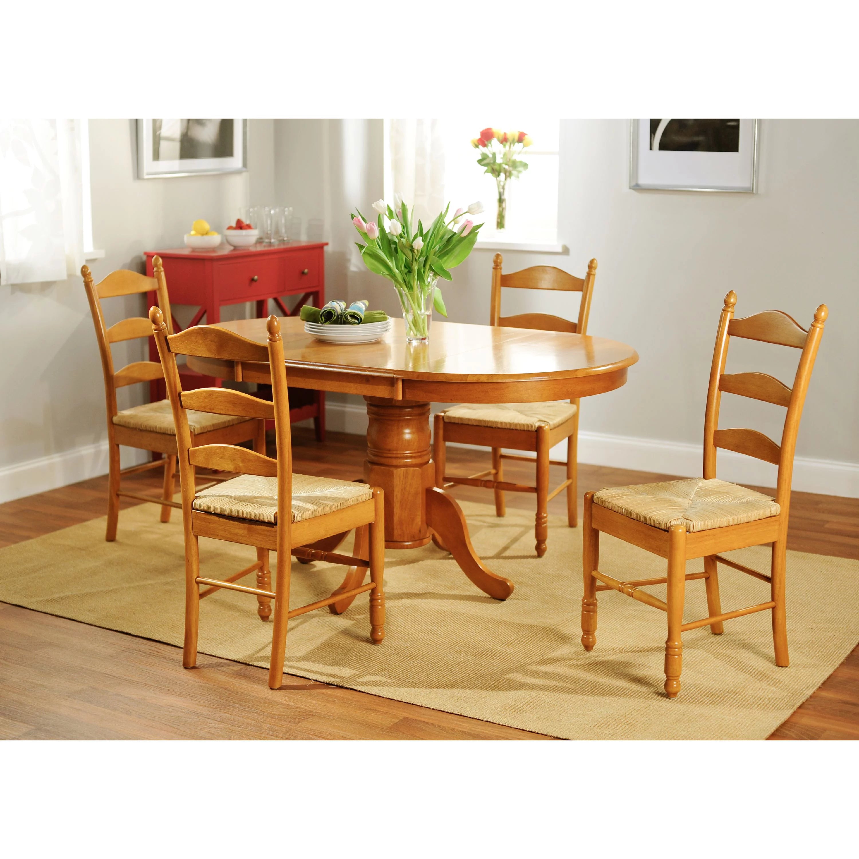 Ladder Back Rush Seat Chairs - Set of 2, Multiple Colors