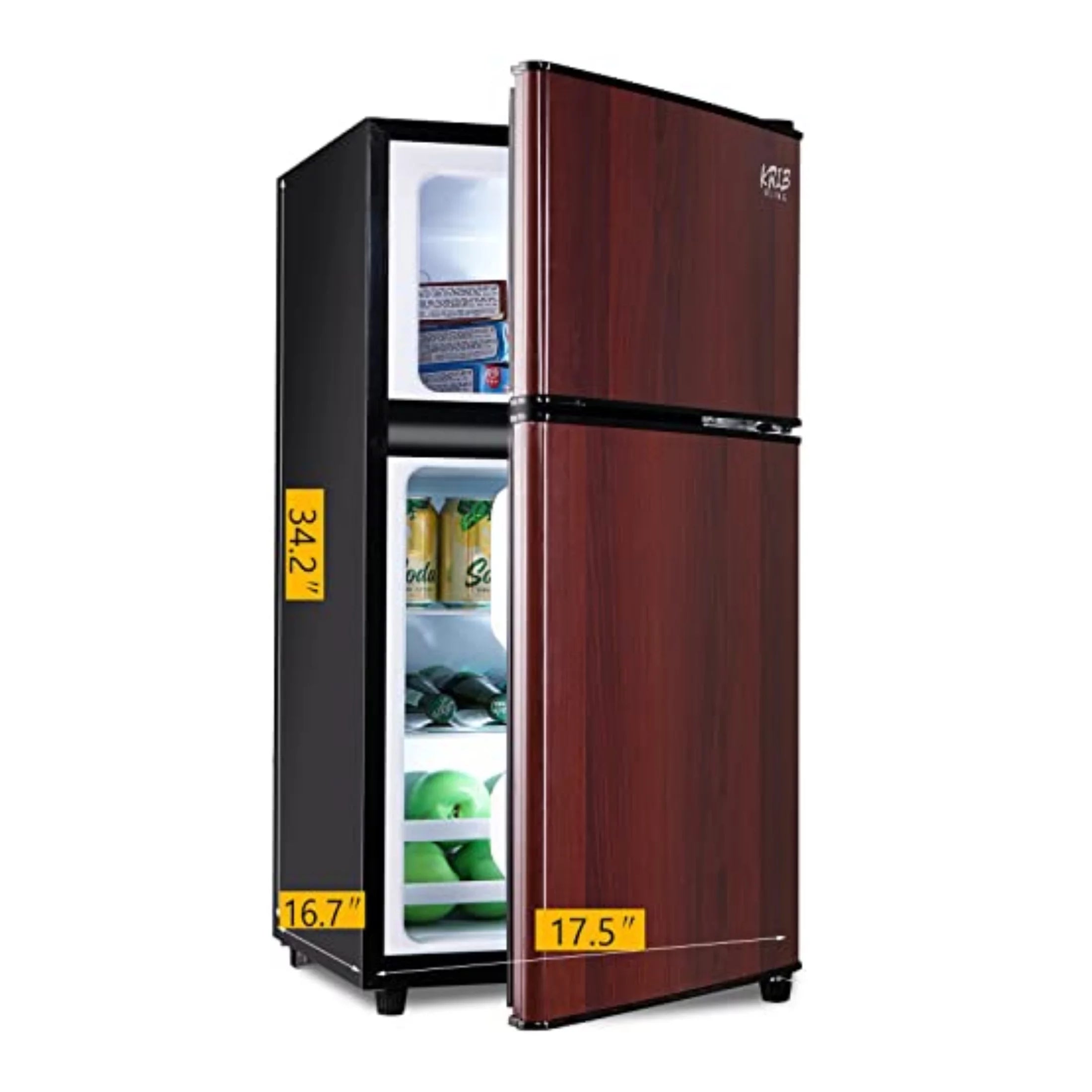 KRIB BLING 3.5 Cu.ft Compact Refrigerator Mini Fridge with Freezer, 2 Door Small Refrigerator for Office, Silver